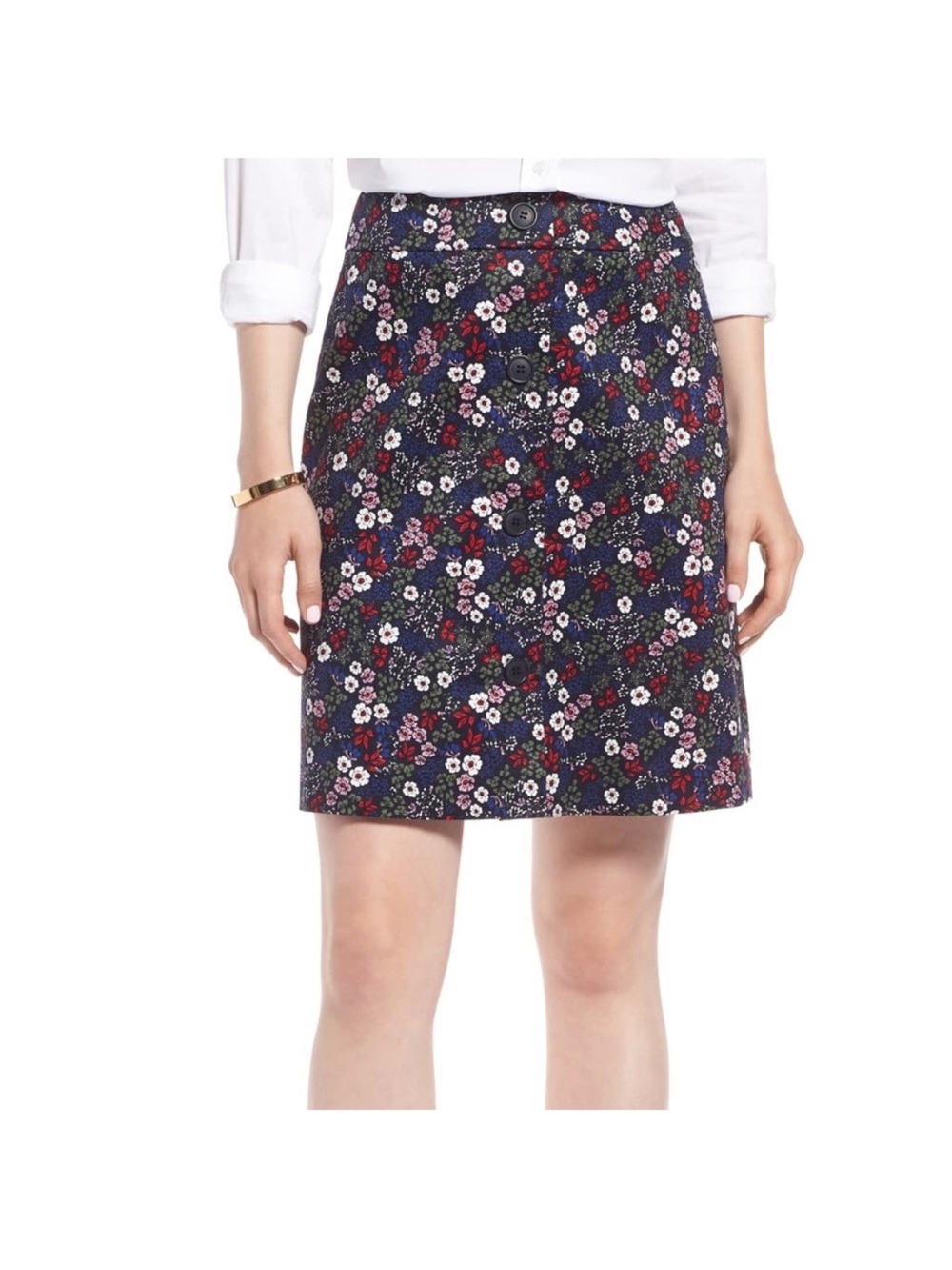 1901 Nordstrom Button-Front Mini Skirt